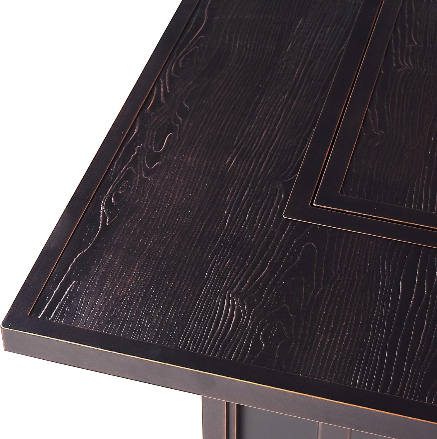 Oakland Living AZCAVE-FPT-AC Aluminum 42 in. Square Propane Beads, Lid and Fabric Cover Finish Outdoor fire Table, Antique Copper