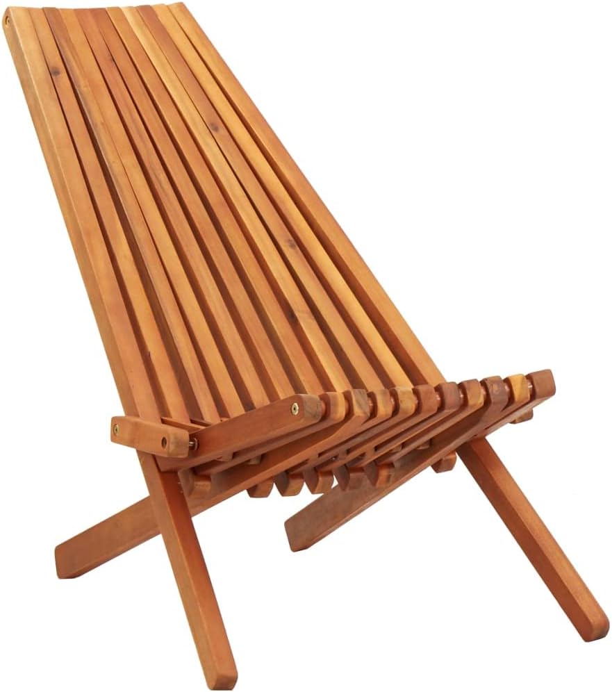 Folding Patio Lounge Chair Solid Acacia Wood,Foldable Acacia Wood Chair for Indoor and Outdoor Use Ultimate Comfort and Style Outdoor Furniture, Outdoor Chairs, 1, Brown