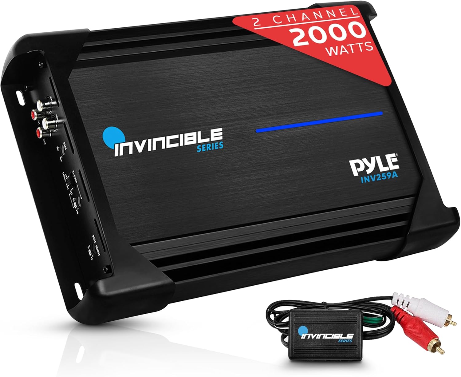 Pyle 2000W 12″ Class AB MOSFET Amplifier – Invincible Series 2-Channel Monoblock Car Audio Amp, High Power Performance with Advanced Protection Circuitry, Compact Design, PWM Power Supply