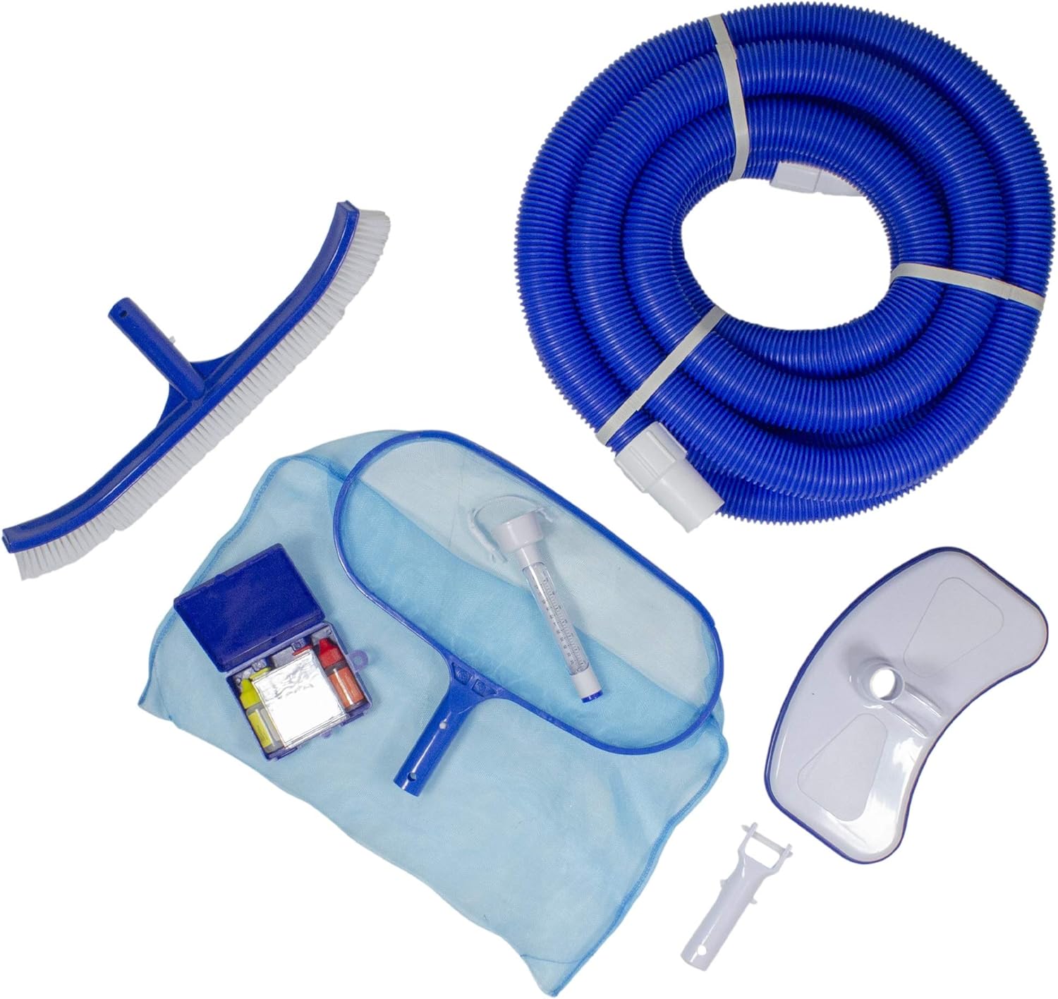 7-Piece Blue and White Pool Maintenance Kit