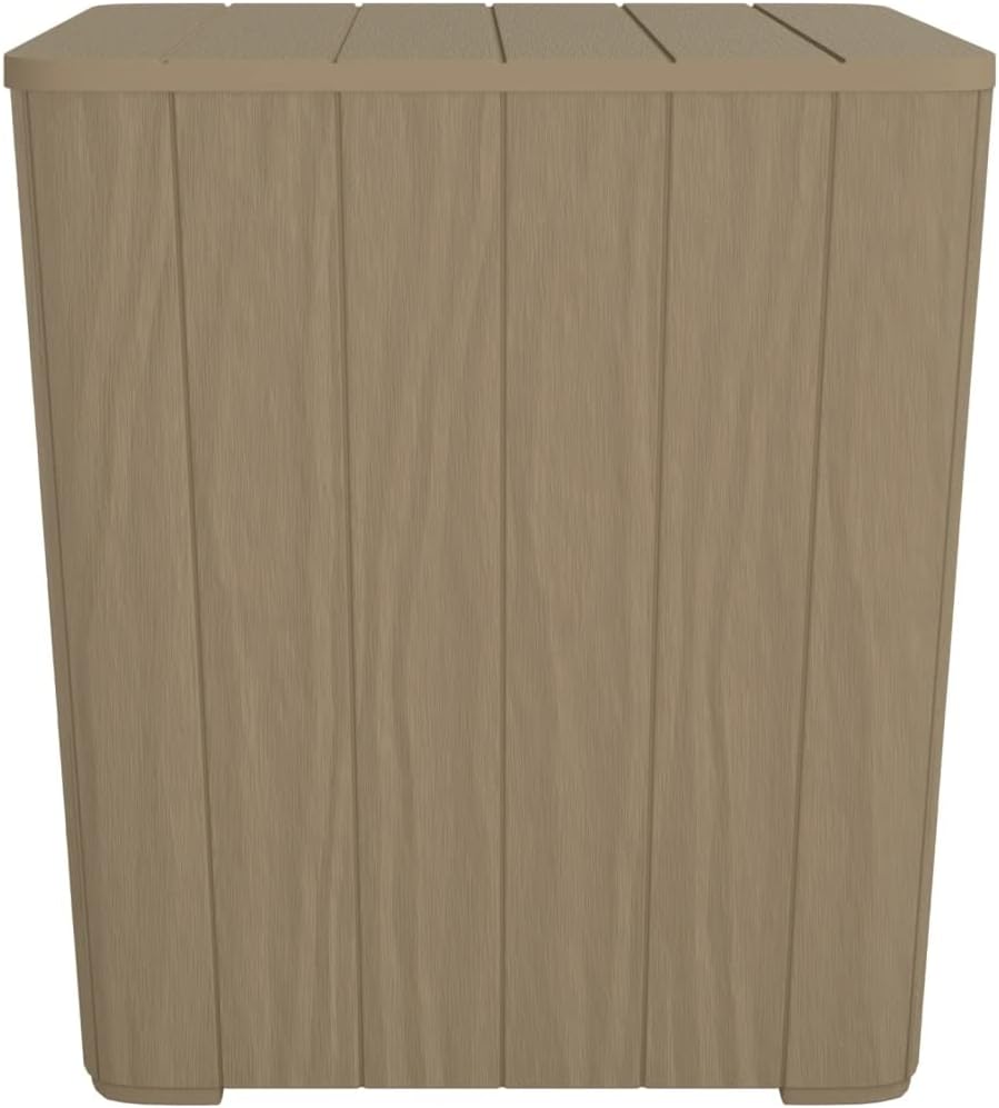 vidaXL – Sturdy Light Brown Polypropylene Patio Table with Removable Lid and Storage Compartment – Weather- – Imitation Wood Texture Design