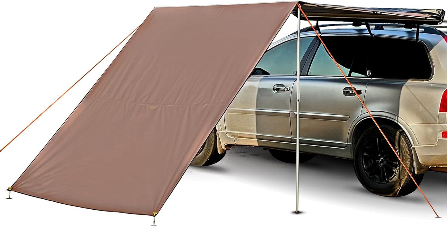 Offroading Gear 4x4 Accessories| Roof Rack Awning (Retractable) W/Free Side Extension | 6.5' x 6.5'| for SUV| RV| Jeep| Truck| Van| Car| Etc.