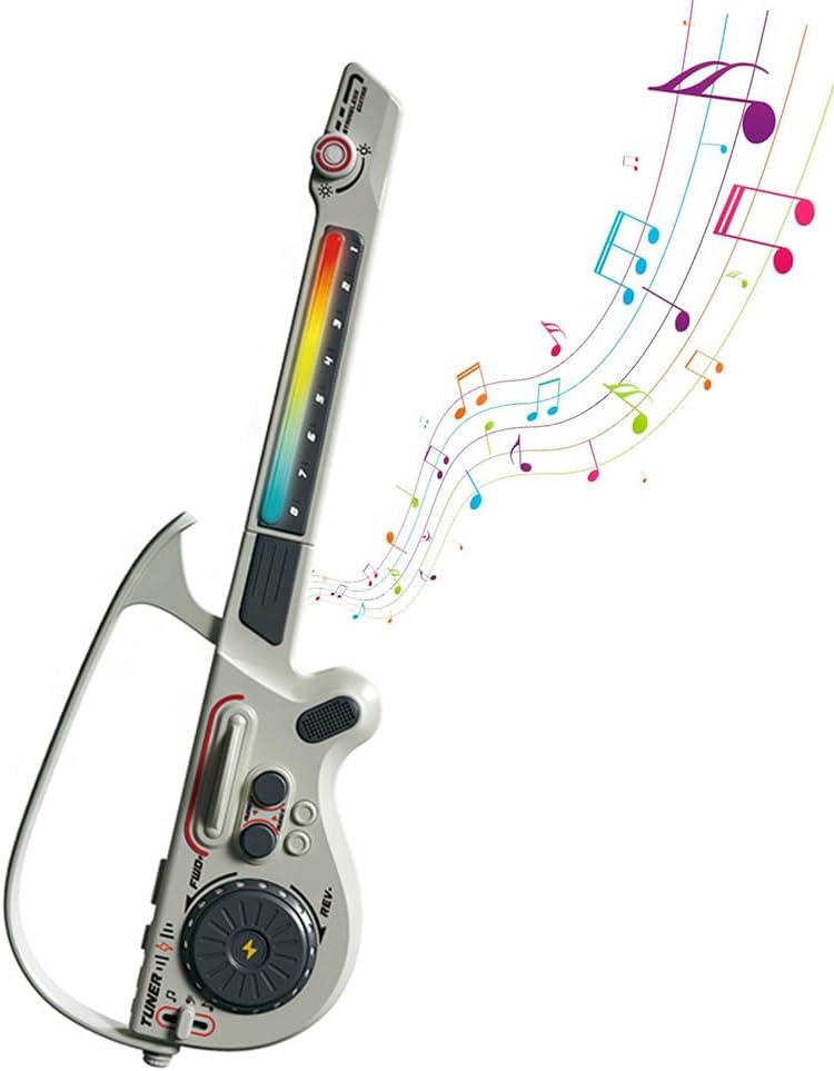 Kids Electric Musical Guitar, Stringless Smart Guitar,Kid Guitars with DJ Turntable, Bluetooth & Lights, 4 Tones/3 Styles,for Kid Toddler Musical Instrument Toys for 3 4 5 6Year Old Gifts(Gray)
