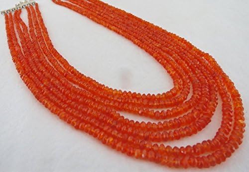 7 Line Natural Orange CARNELIAN Facetted Round BEADS NECKLACE 18 INCHES 6MM TO 3MM