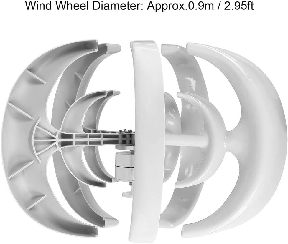400W Wind Turbine Generator 5 Blades Vertical Axis Wind Power Generator with Charge Controller, Suitable for Terrace, Marine, Motor Home, Chalet, Boat