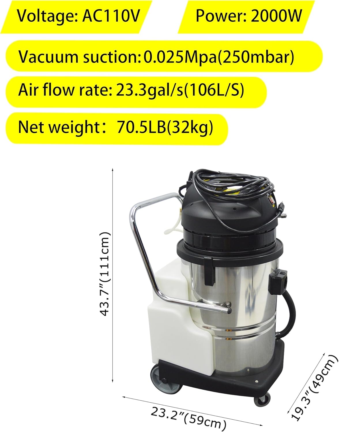 110V Carpet Extractor Machine 3 in 1 Wet Dry Vacuum Cleaner 80L Portable Commercial Carpet Cleaning Machine for Home Commercial Use 2000W