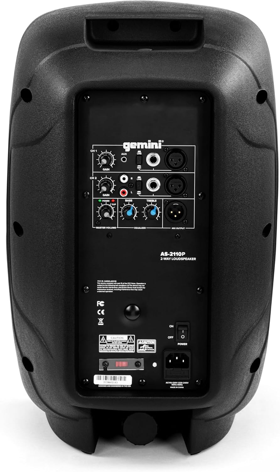 Gemini 1000W Powered DJ Speaker 10” – Compact Active Stage Monitor with XLR/AUX Inputs, Built-in Mixer, EQ & Stand Mount for Mobile Gigs & Events (AS-2110P)