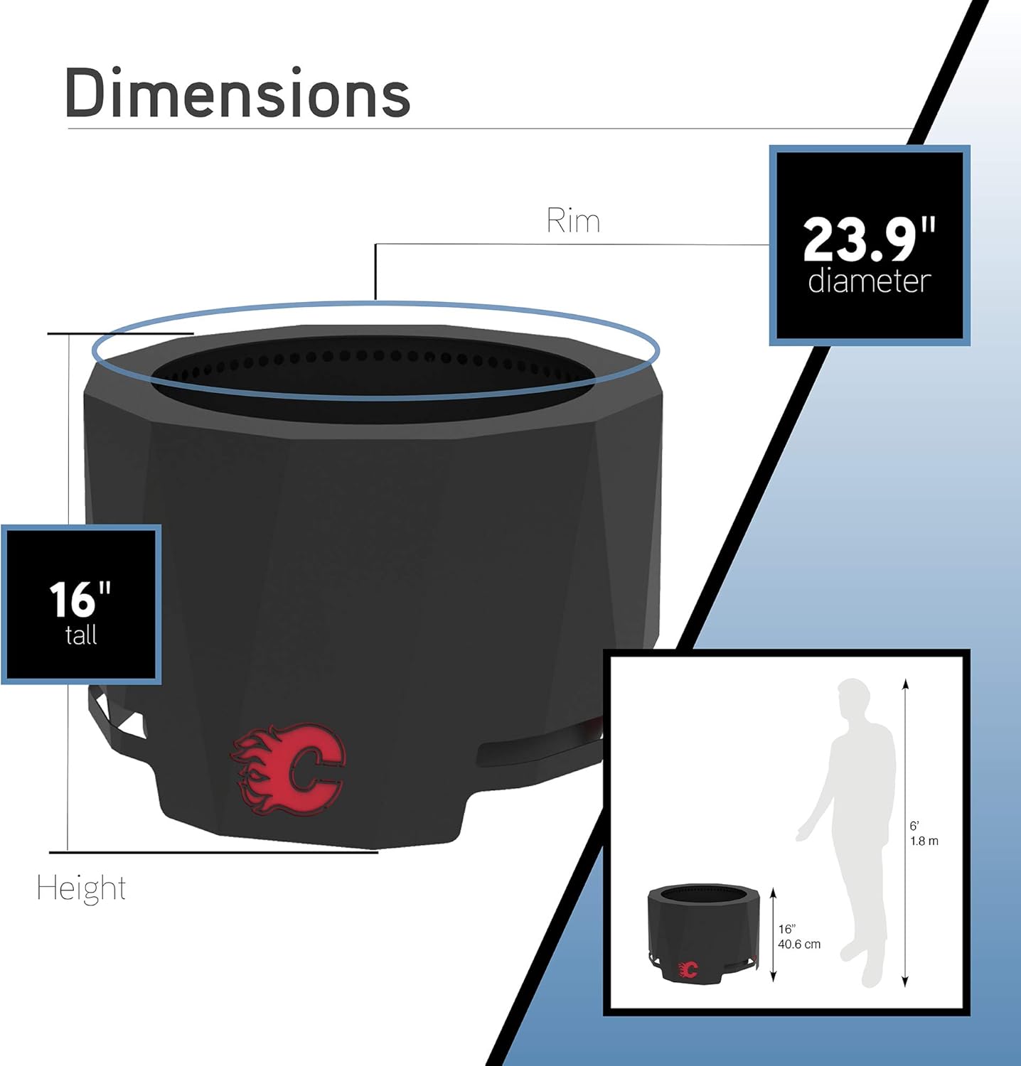 Blue Sky Outdoor Living NHL New York Rangers 24” Steel Peak Patio Smokeless Fire Pit, Firewood and/or Wood Pellet Burning