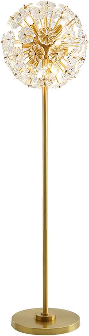Luxury Crystal Floor Lamp - Elegant Brass Design Fancy Flower Shape Ideal for Living Room & Bedroom Modern Home Decor Stunning Illumination High-End Lighting Solution