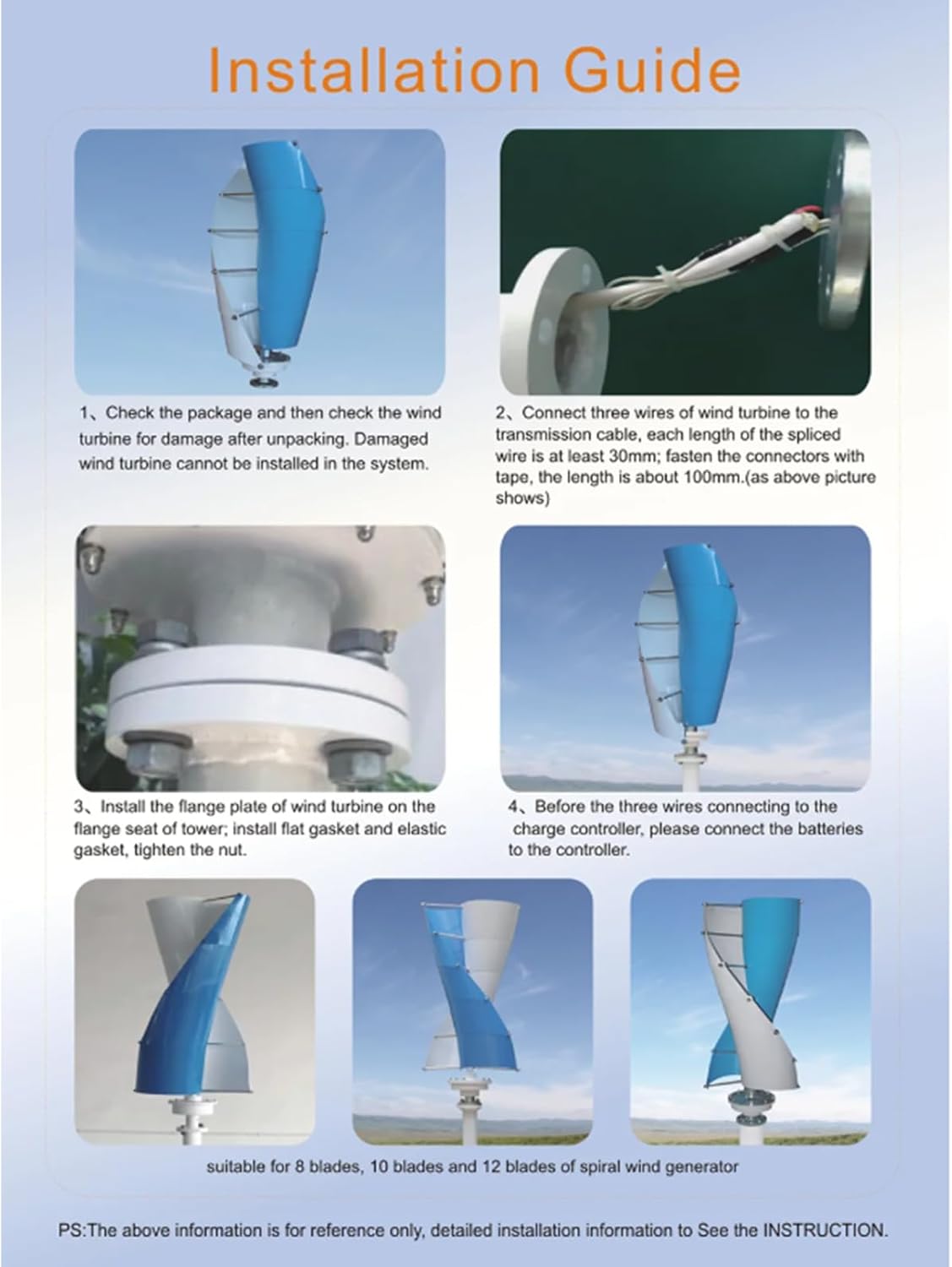Wind Turbine Free Energy Windmill Generator 5000W 12V 24V 48V Three Phase Breeze Start Permanent Maglev Wind Turbine W/MPPT Controller