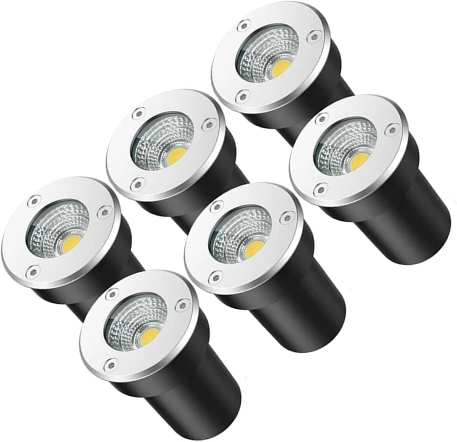 6 Pack Outdoor Buried Lights - Round Outdoor Recessed Spotlights - LED Ground Spotlights, AC12/24V Low Voltage Deck Lights, IP66 Waterproof COB Recessed Floor Lights, For Outdoor Bridge(Blue,3W-A