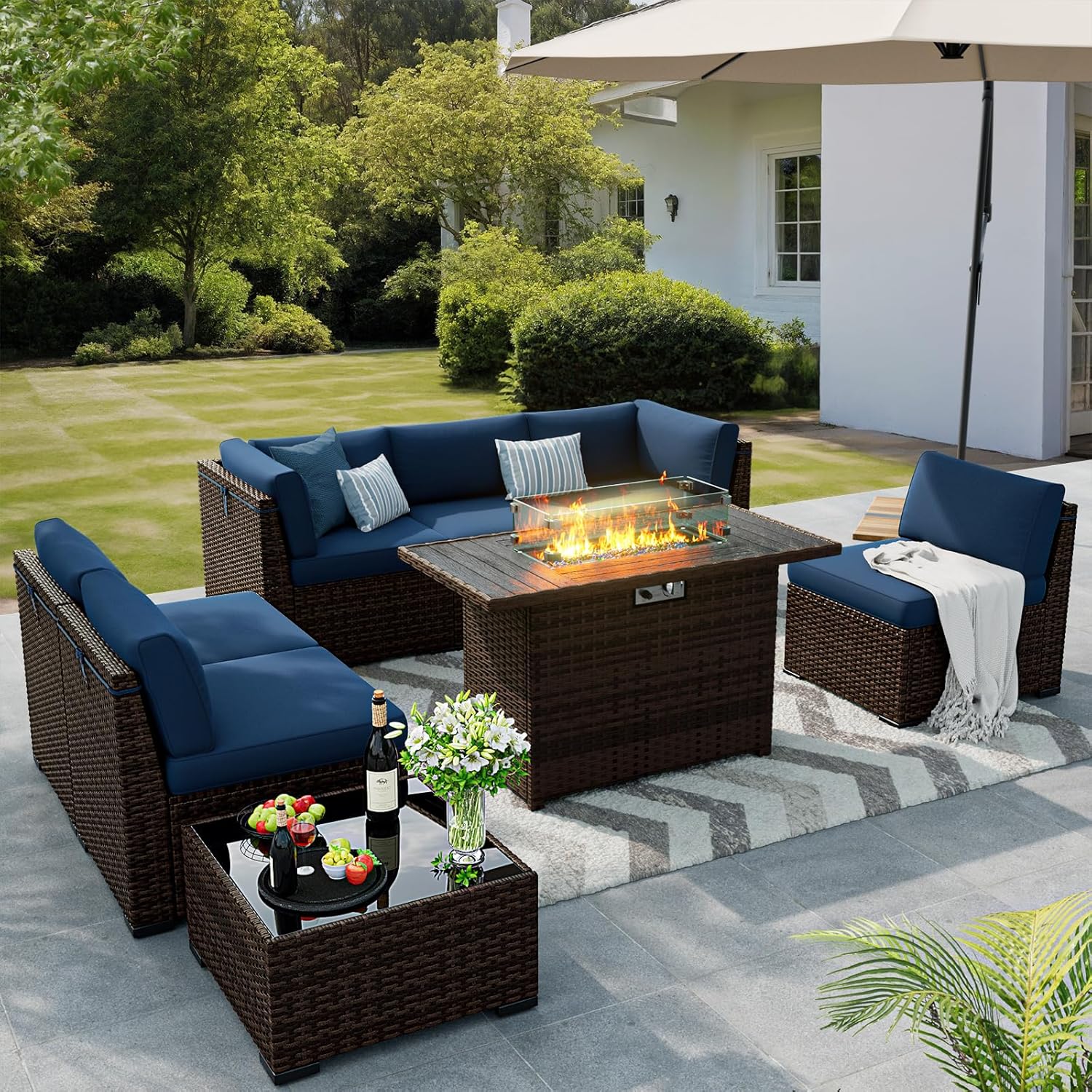 8 Pieces Outdoor Patio Furniture Set with 44