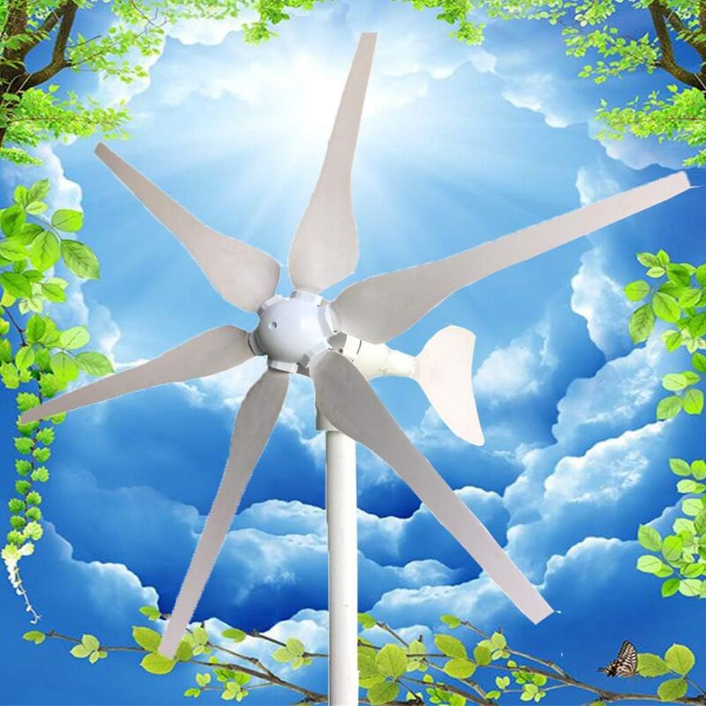 800W Horizontal 6 Blades Wind Generator Turbine 12V/24V Windmill with Charge Controller for Home Use,12v