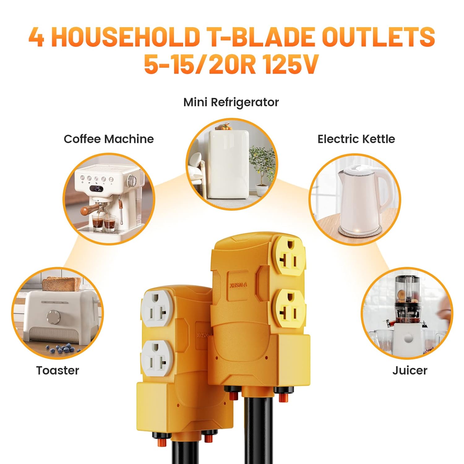 MECMO NEMA 14-30P & NEMA 14-50P to 4X 5-15/20R Adapter, 4 Prong 30 Amp Dryer and 4 Prong 50 Amp RV Male Plug to 20 Amp 110V RV Generator Distribution Adapter w/ 20amp Circuit Breakers