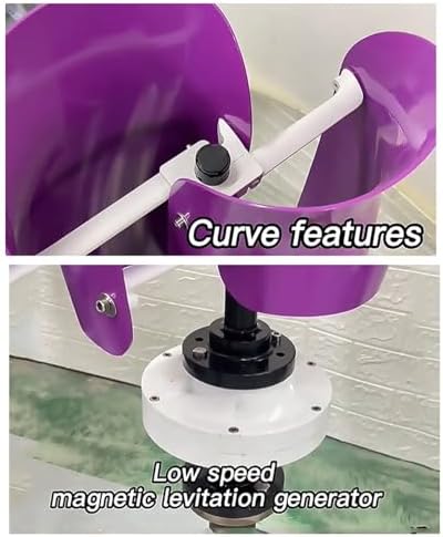 3KW Wind Turbine Generator Kit 12V/24V/48V - Vertical Axis Windmill + 2X 100W Solar Panels - Hybrid Wind & Solar Power System for Free Energy (White, 12V)