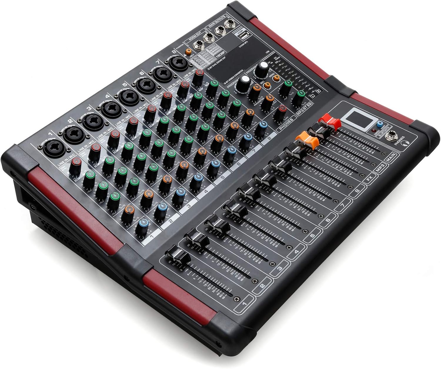 TC-Home 8 Channel Powered Mixer Professional Mixing Amplifier 16DSP TRS USB Bluetooth Home Recording