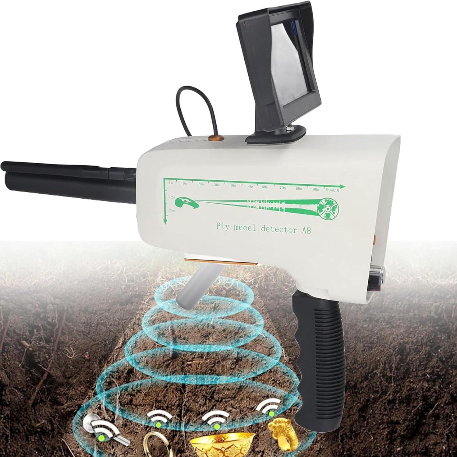 High Precision Underground Metal Detector, detects Gold, Silver and Copper, Range 1000 Meters, Depth 30 Meters, for Treasure Hunting and Metal Identification