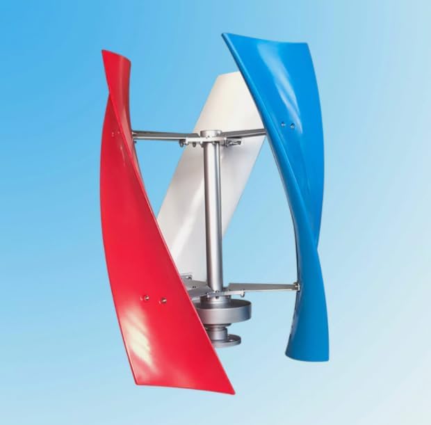 3 Blades Wind Turbine, 400W 24V Helix Maglev Axis Vertical Wind Turbine Wind Generator and Controller for Hybrid Solar Wind System (3 Blades White, Red, Blue)