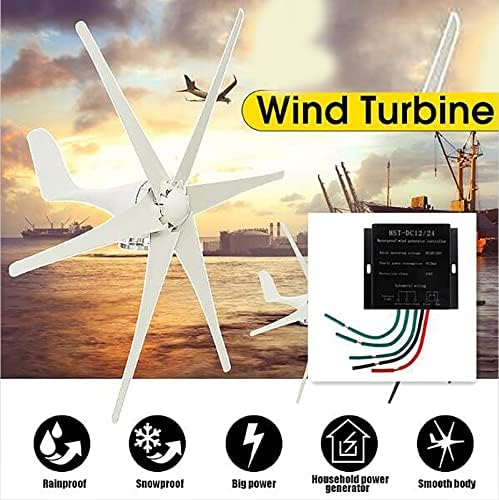 400W 12V 24V 48V Low Noise AC Horizontal Wind Turbine with Charging Controller,Wind Turbine Power Generator Suitable for Patio Outdoor (White)