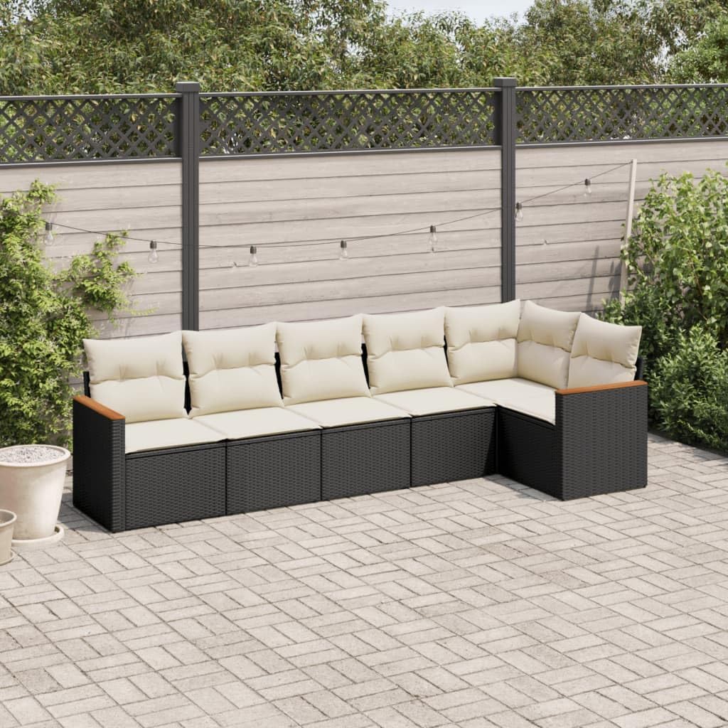 Black PE Rattan Modular Garden Sofa Set with Powder-Coated Steel Frame, Water-Resistant Outdoor Furniture for Patio, Balcony, or Garden Lounge, Includes Comfortable Padded