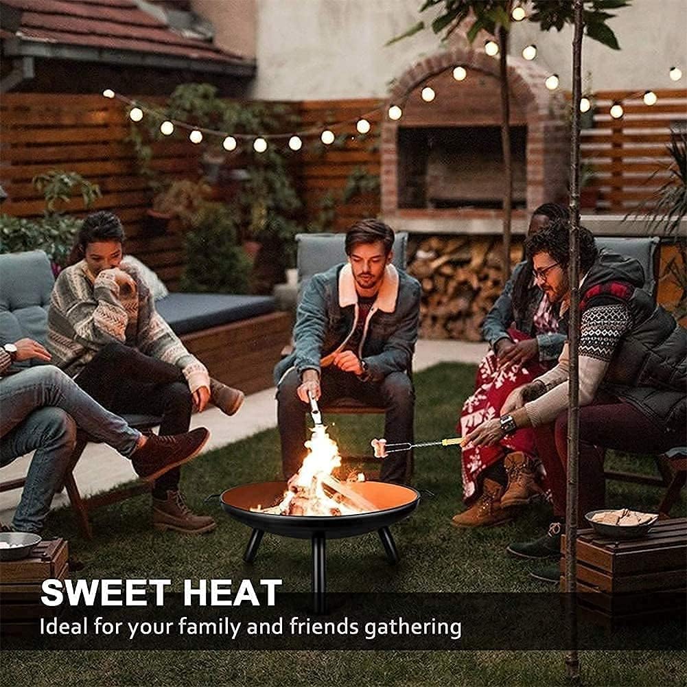 BBQ Grill Outdoor Outdoor Fire Pit, 24Inch Patio Stove Wood Burning BBQ Grill Fire Pit Bowl Round Shape Wood Burning Firepit for Camping Picnic Patio Backyard Garden Bonfire Beaches Park