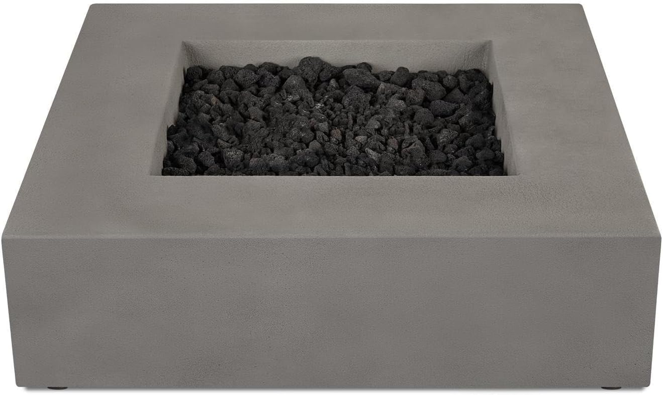 BBQGuys Signature Estes 40-Inch Low-Profile Square Propane Fire Table - Flint - 140LP-FLNT