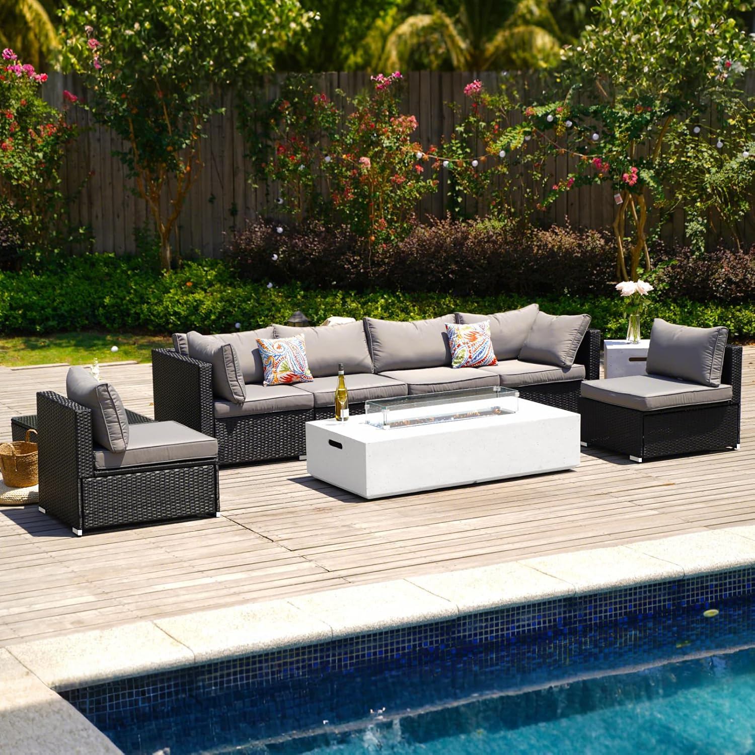 8 Piece Patio Furniture Set - Outdoor Conversation Sets with 56