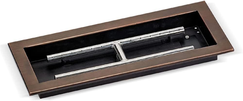 American Fire Glass Match Light Fire Pit Kit with Oil Rubbed Bronze Rectangular Bowl Pan (OB-AFPPMKIT-N-18), 18x6 Inch, Natural Gas (NG)