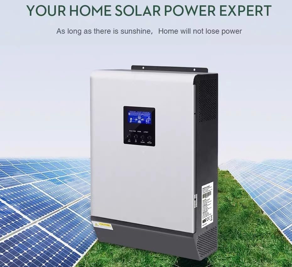 3KVA 2400W 120V Stainless Steel Solar Inverter with Inverter,Pure Sine Wave Solar Power Inverter Mode with 50A Solar Charger & 30A AC Charger 24V LeadAcid Sealed GelAGM Battery