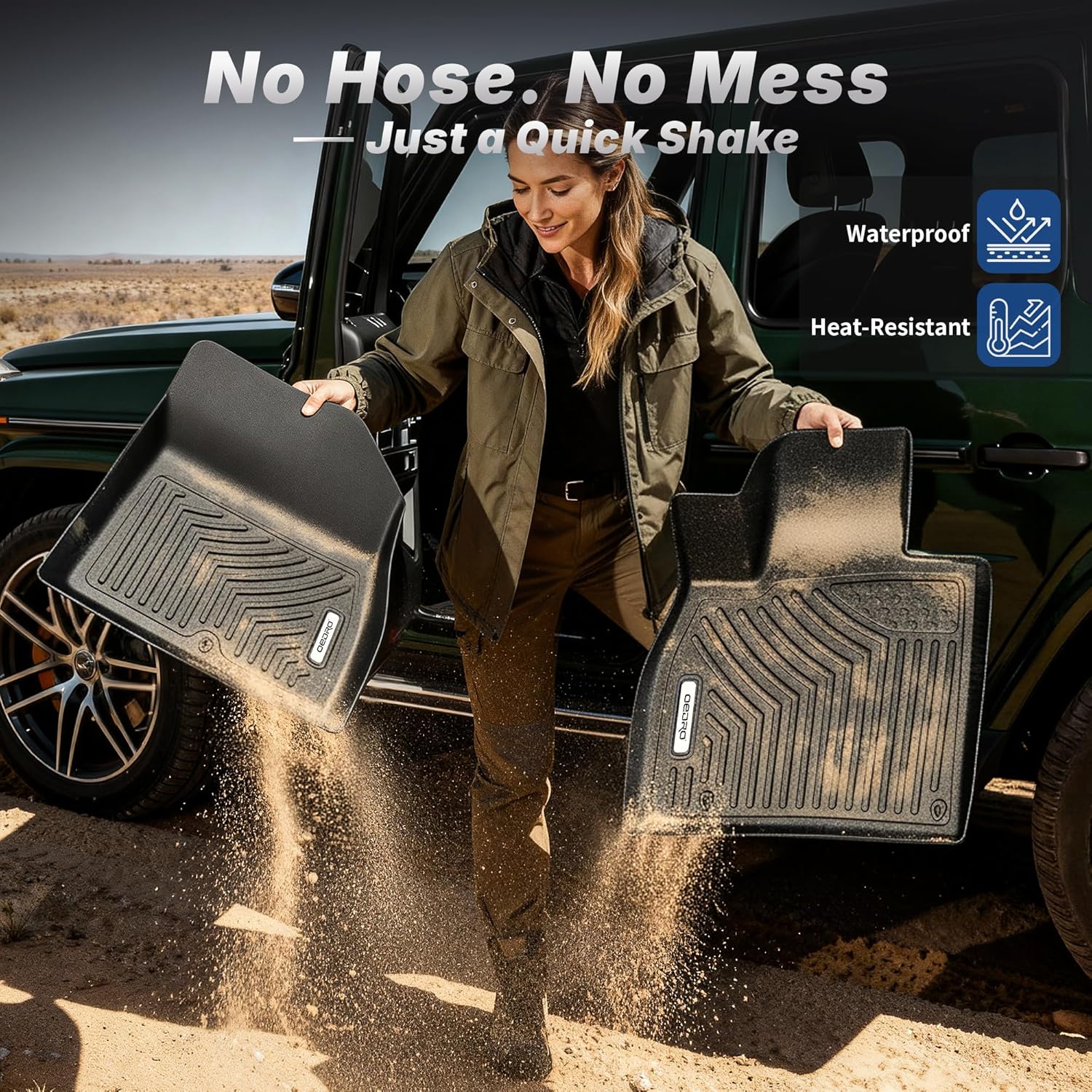 OEDRO Floor Mats Set Fit for 2017-2022 Honda CR-V (NOT for Hybrid), TPE All-Weather Custom Fit for Front, Rear & Cargo Mat in Upper(Highest) Position, Honda CRV Mats Accessories, Black