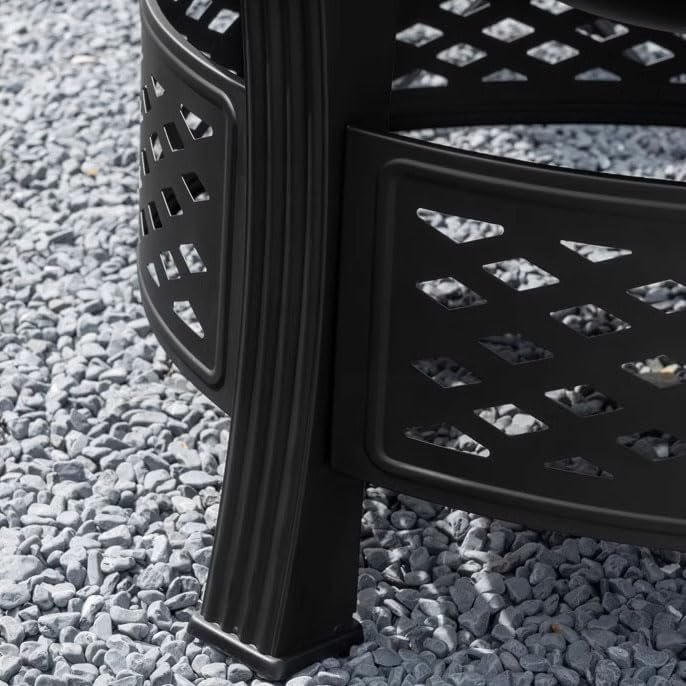 31.5 Inch Fire Pit with Grill, Wood Burning Fire Pits for Outside Garden with Lid, Fire Poker, BBQ & Outdoor Firepit & Round Metal Table for Camping, Picnic, Bonfire, Patio, Picnic, Party