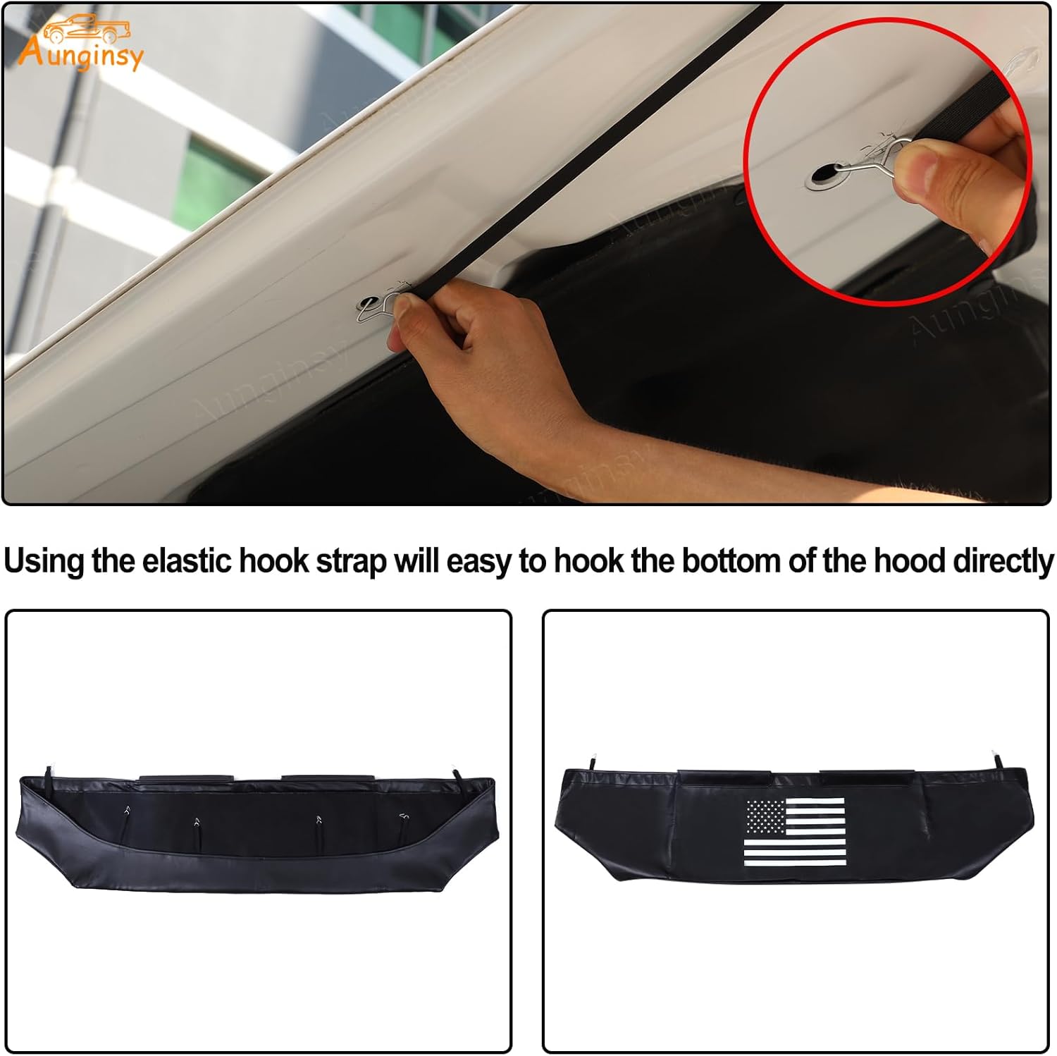 Aunginsy Car Hood Protector Bra Compatible with Toyota Tundra/Sequoia 2022-2024 2025 Front Hood Cover Leather Protector Cover Half Hood Bonnet Bra Front Car Cover Mask Hood Shield Exterior Accessories