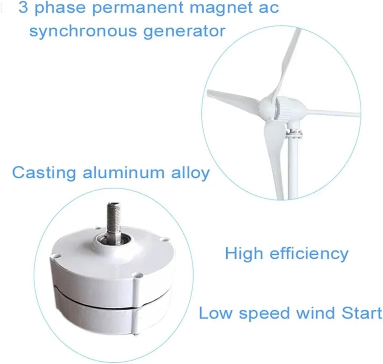 500W 12V 24V Gearless Permanent Magnet Generator for Wind Turbines and Water Turbines Low Speed Power Generator Low Starting Speed for Home(with Base,12V)
