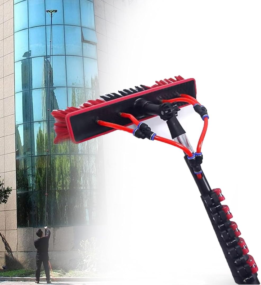 Telescopic Washing Brush 3.6m/4.5m/5.4m/7.2m/9.2m Extendable Telescopic Pole Window Cleaning, Cleaning Solar System Patio Roof Conservatory Cleaning Set PV System Cleaning