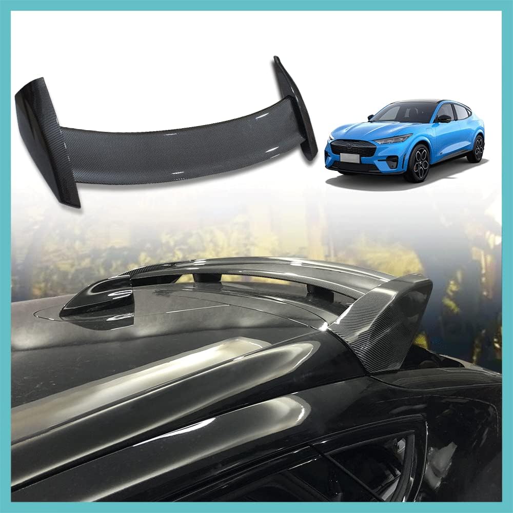 AOSKonology for Mach E GT Style Roof Spoiler Wings Compatible with 2021-2024 2025 Mustang Mach-E Exterior Accessories (Carbon Fiber)