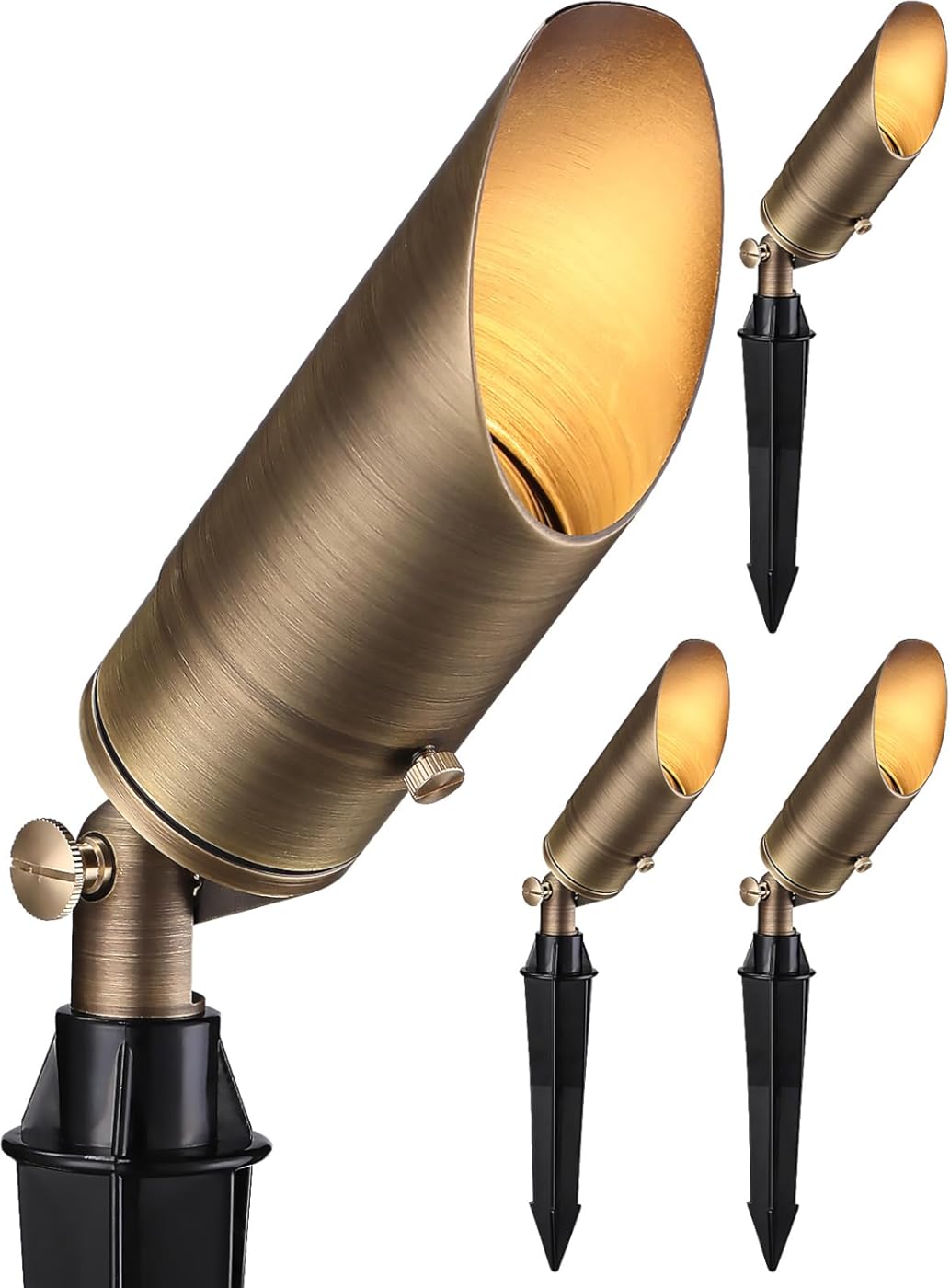 LEONLITE Adjustable Solid Cast Brass Landscape Spotlights, Low Voltage Landscape Light, 12V Directional Uplights for Tree, Work with MR16 Bulb, (Not Included), IP65, 7.17