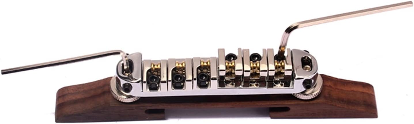 Archtop Bass Guitar Bridge with Roller Saddles Rosewood Silver Electric Guitar Bridge