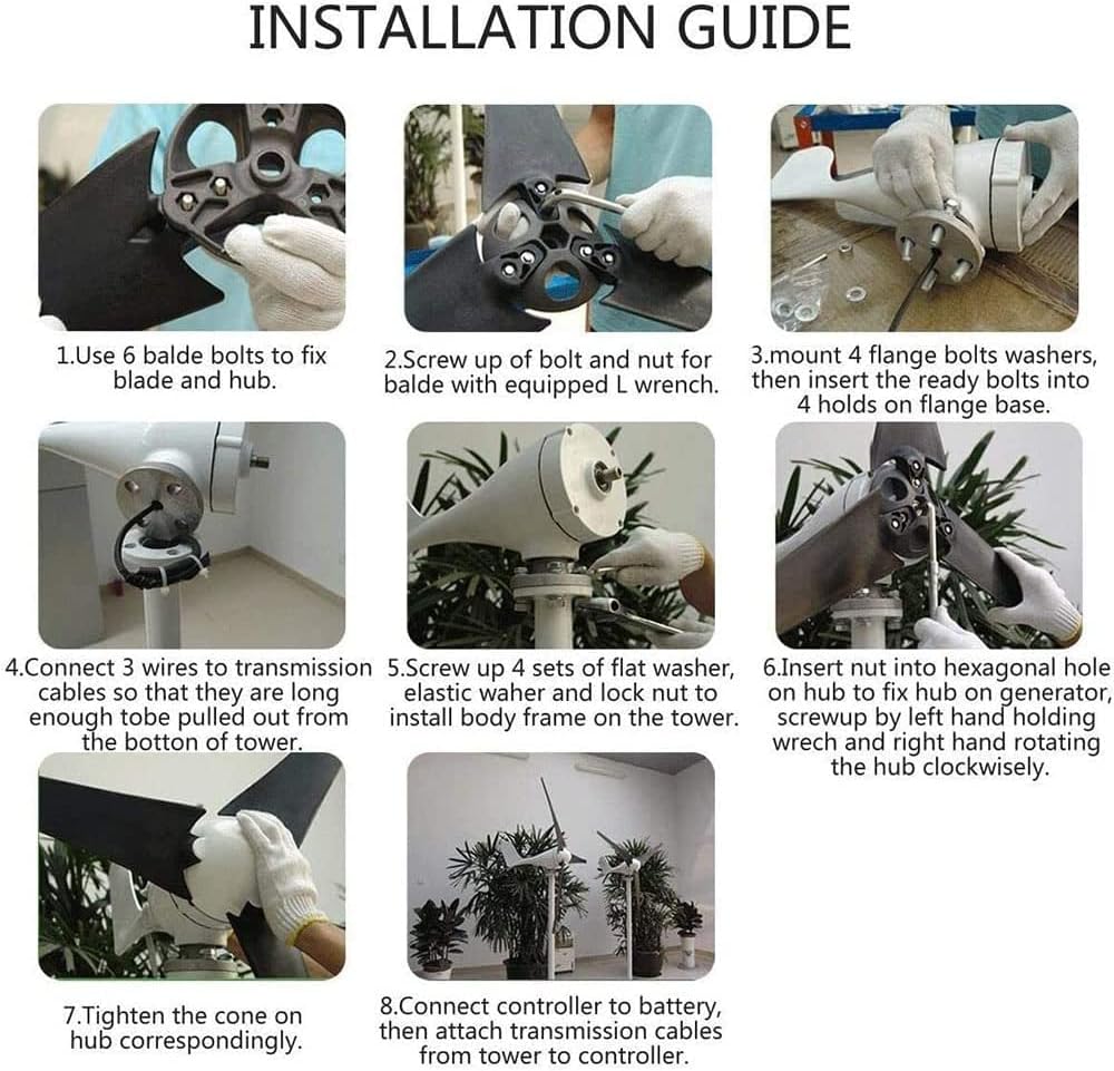 5000W Wind Generator 5 Blade Generator 12/24V Household Street Lamp + Rechargeable Horizontal Wind Generator