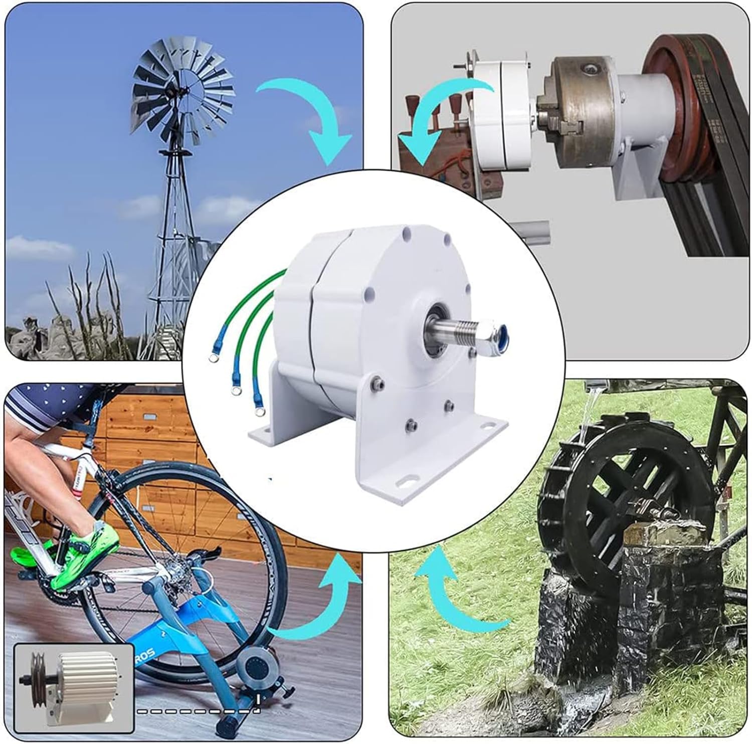 12000W Gearless Permanent Magnet AC Alternator, 3 Phase AC 12V 24V 48V 220V Low RPM Permanent Magnet Generator for Water Wind Turbine Generator