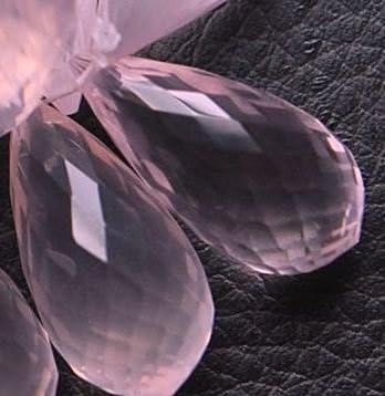 1 match pair, super rare natural rose quartz faceted drops shape briolettes calibrated size large 10x21mm