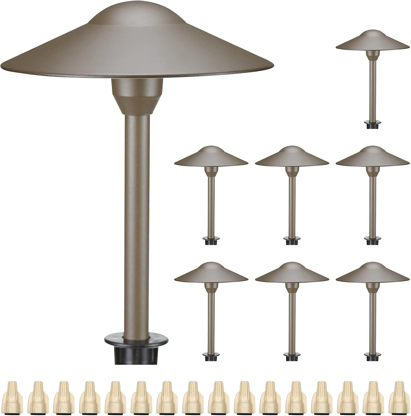 Lumina Lighting® 3W Landscape Lighting 12V Landscape Lights Low Voltage Landscape Path Lights Warm White Waterproof Outdoor Replaceable G4 LED Bulb for Garden Pathway Lawn Yard (Bronze, 8-Pack)