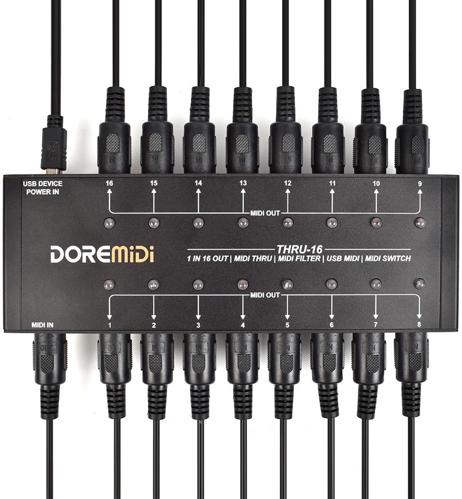 MIDI THRU-16 Box Filter and Switch 1 MIDI input into 16 MIDI outputs and each MIDI output can edit MIDI filters(THRU-16)