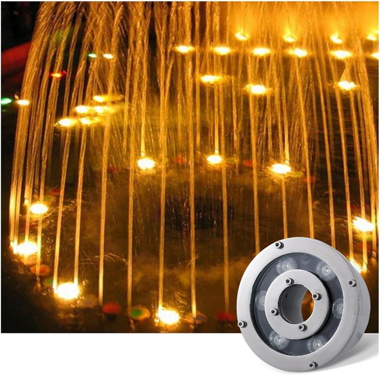 RGB LED Underwater Pond Lights - LED Ring Fountain Light, Stainless Steel Waterproof IP68 Middle Hole Landscape Lights, Recessed Fountain Light, for Garden Park(Blue,18W(12V))