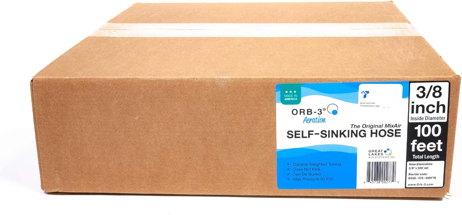 Orb-3 Aeration (MixAirTech) Self-Sinking Hose 3/8-inch ID x 100 feet Length