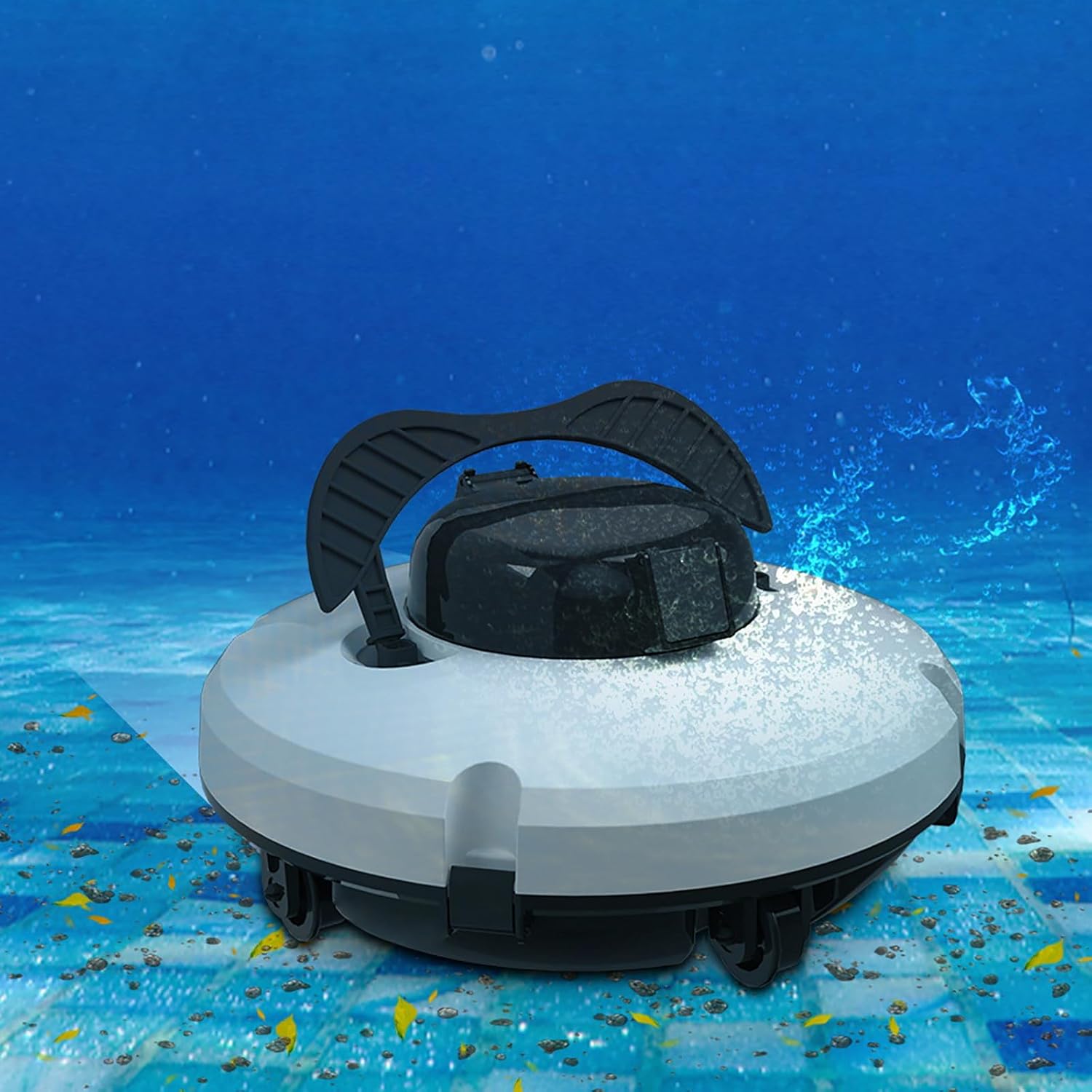 Cordless Robotic Pool Cleaner - Automatic Pool Vacuum for Above Ground Pool -Water Sensor Tech- Drive Motors, for All Flat Bottom Pools Up to 1000 Sq.ft,110V