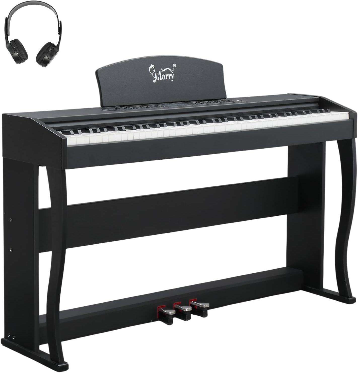 GLARRY Digital Piano 88 Keys Heavy Hammer Keyboard, with Large LCD Display and Headphone, Triple Pedals, Beginner Friendly, Supports MIDI Connect, Classic Upright Design (Matte Black)