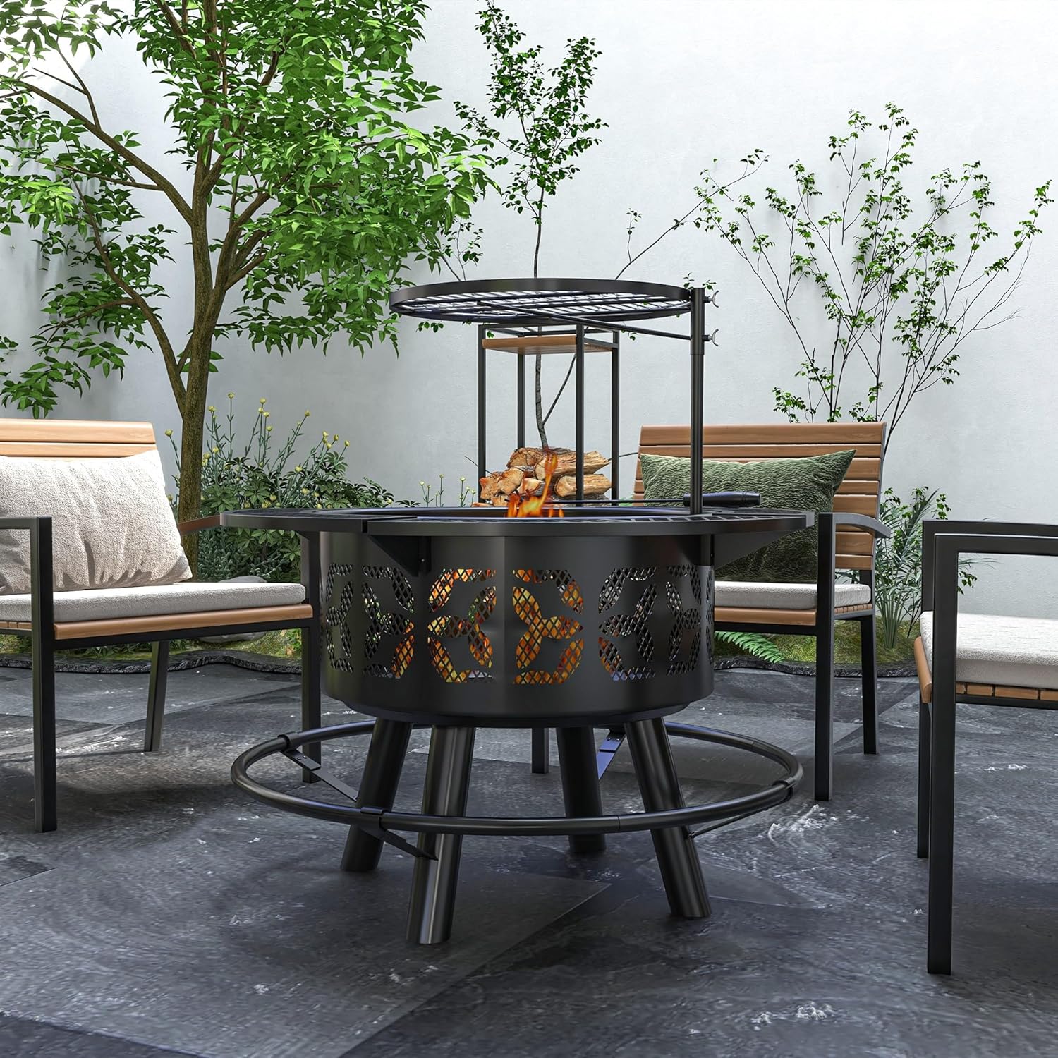 2-in-1 Fire Pit, BBQ Grill, 33