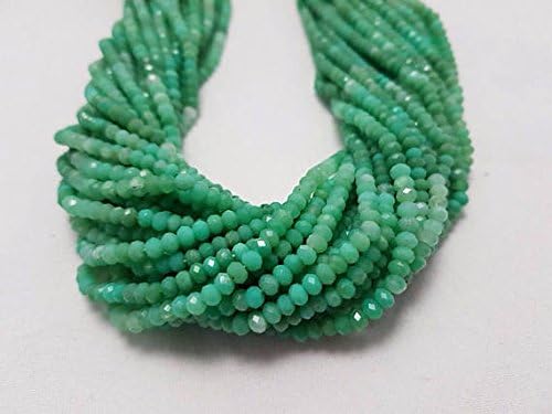 13 inch natural beads strand of 3mm faceted rondelle shaded chryosprase gemstone beads for DIY jewelry - necklace, bracelet, earring, ring.