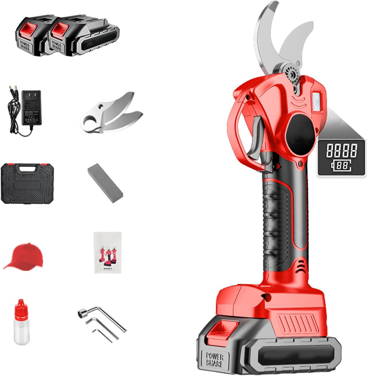 Electric Orchard Pruners,Professional Brushless Electric Pruners,Electric Pruners,Branch Shears,2 Blades,Suitable For Various Gardens,And Large Pastures(Size:B)