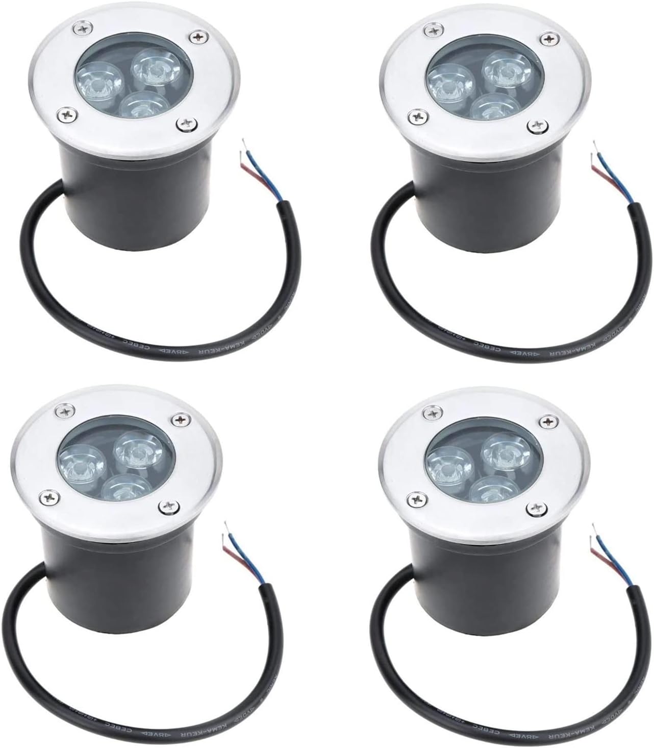 Outdoor Recessed Ground Light 4 Pack Low Voltage Deck Lights IP65 Waterproof Embedded Underground Light for Garden, Yard, Driveway, Deck, Pathway, Step Round Landscape La
